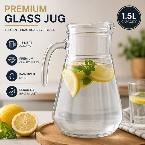 Litre clear glass water - clear,