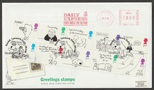 1996 CARTOONS GREETINGS SET OF 10 ON FDC WITH BONEHILL CANCEL AND METER MARK