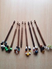 Collection Set of 8 x Vintage Antique Lace Making Bobbins WOODEN  spangle #M19