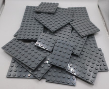 LEGO 20 FLAT PLATE BRICKS 16x6 12x6 8x8 6x8 10x4 6x6 4x6 4x4 DARK GREY
