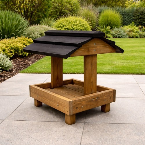 Wooden ground bird feeder - wooden,