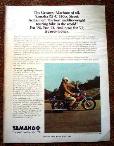 1972 yamaha 350cc street - yamaha, r5-c