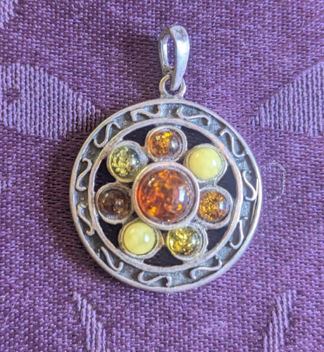 Amber sterling silver mandala