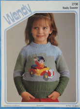 VINTAGE JOY GAMMON WENDY 2738 20-28" CHILD NODDY in CAR SWEATER KNITTING PATTERN