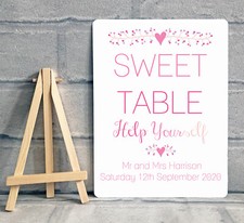 Sweet Table Candy Stall Cart Sign - A5 PERSONALISED - Wedding / Birthday Party 