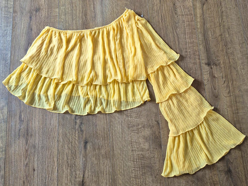 Zara yellow pleated layered - yellow,