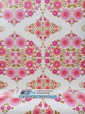 X2 1960s Vintage CROWN Wallpaper Rolls Floral 70s Retro Mcm flower power groovy 