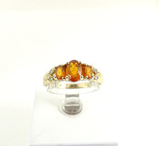 9ct Gold Fire Opal & Diamond