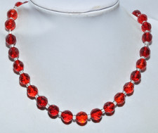 BEAUTIFUL VINTAGE FACETED RUBY GLASS NECKLACE