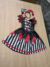Small Harley Quinn Fancy Dress Costume Age 2-3 Years Black/Silver/Red Well Worn