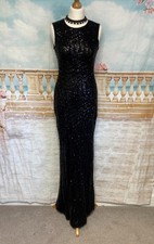 Evening Dress 8 Black Sequin Quiz Ballgown Stretch Prom Stunning Deco Geo Cruise