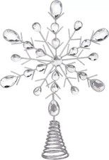 Silver Metal Snowflake Christmas Tree Topper by Heaven Sends - 32cm