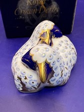 Royal Crown Derby Paperweight - Twin Lambs - Gold Stopper