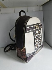 RIVER ISLAND DESIGNER WOMENS LEOPARD IVORY PURPLE BEIGE SATCHEL BACKPACK HANDBAG