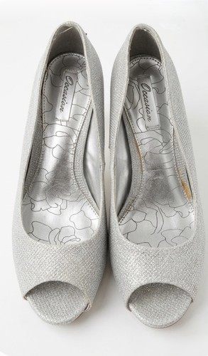 Next silver sparkly peep toe - silver,