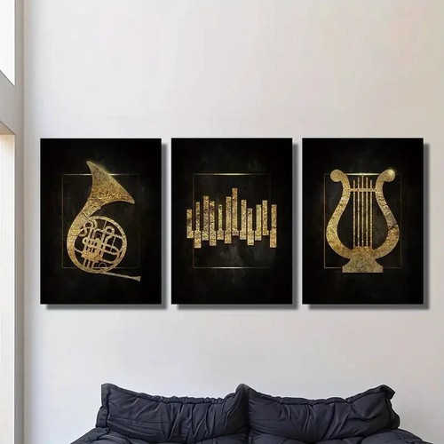 3pcs golden musical instrument - musical,