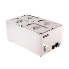 eZone Bain Marie G8710 w/Tap + 4x 1/4GN Pan & Lid Wet Heat Food Warmer 1.2kW
