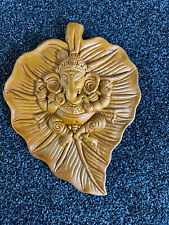 Hand Made Terracotta Clay Lord Ganesha on Leaf Decorative Wall Hanging