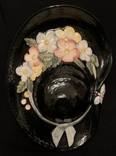 1930’s Beswick Rare Black Hat With Flowers Wall Pocket