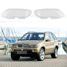 Pair PC Headlight Headlamp Lens Cover Shell Fits For BMW X5 E53 LCI 2004-2006