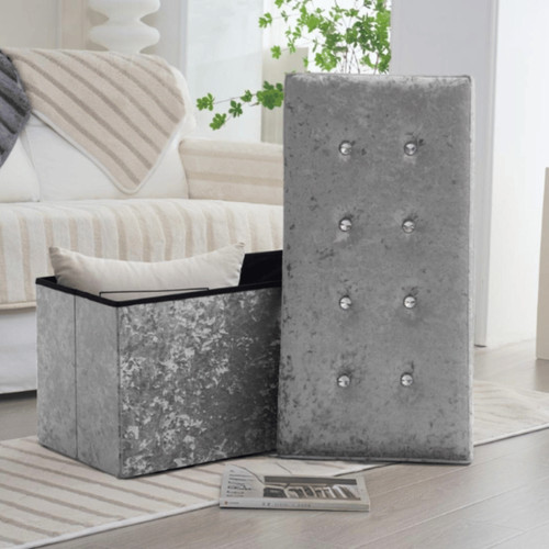 Velvet cushioned ottoman - cushioned,