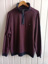 Fynch-Hatton Men's Supersoft Cotton 1/4 Zip Aubergine Pullover Size XL BU
