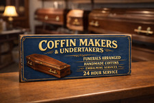 Coffin makers sign undertakers - coffin,