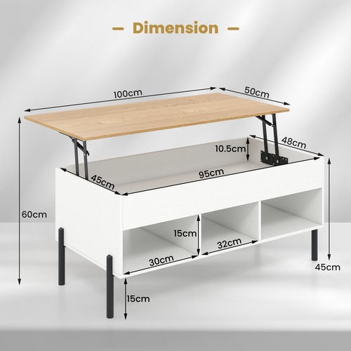 Coffee table with lift - coffee,