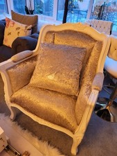 Armchair style french louis wooden solid wood WHITE/GOLD