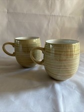 2 Denby Caramel Stripes Mugs