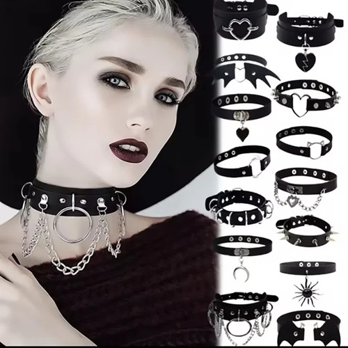 Black leather gothic - black,