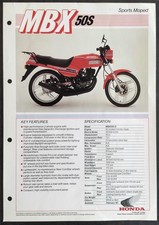 HONDA MBX50S SPORTS MOPED Sales Specification Leaflet FEB 1983