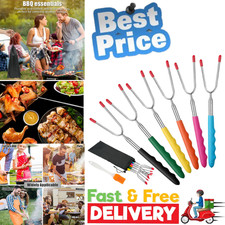 Barbecue Forks, 6Pcs Marshmallow Toasting Forks, Extendable Stainless Steel Mars
