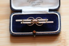 Antique Edwardian 1902 9ct hallmarked Chester Double Bar Rope Knot Brooch 2.4g
