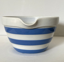 T G GREEN CORNISHWARE CORNISH BLUE STRIPE POURING BATTER BOWL LIPPED PUD BASIN