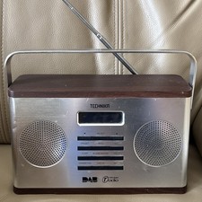 technika dab 307 digital radio alarm clock. Wooden Effect & Silver No Mains Lead