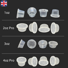 Round Food Containers Plastic Clear Storage Tubs Pots Sauce 1oz 2oz 3oz 4oz Pot