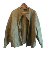 Quilted Khaki bomber jacket with cuffs, front gun metal Press Studs size 18 new
