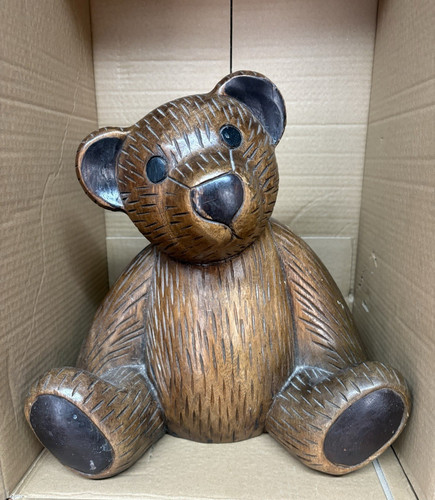 Carved wooden bear - wooden,