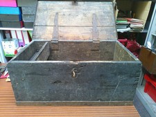 1 - Vintage Large Wooden Storage Chest - Carpenters Tool Box