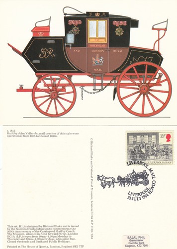 Mail coach postcard - mail, fdc