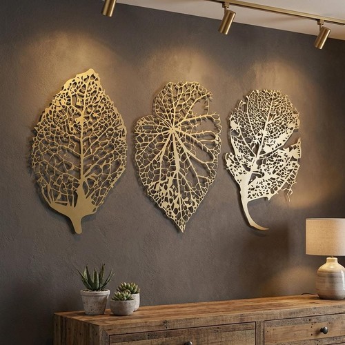 Metal leaf wall art large - metal,