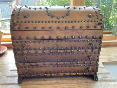 Leather studded chest drawer - leather, 3