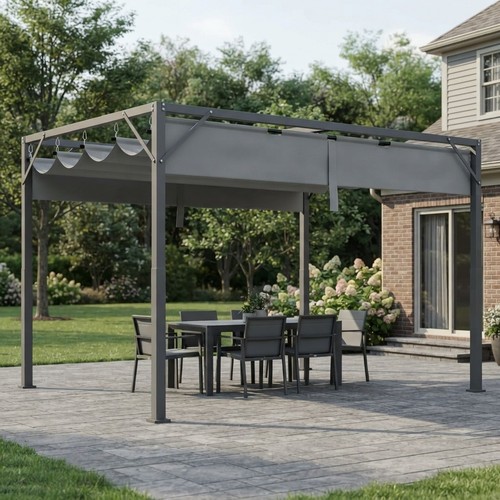 Grey steel pergola gazebo - grey,