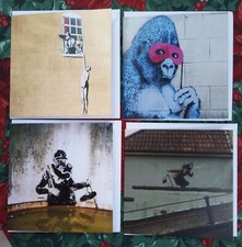 BANKSY CARDS x4 Glitter