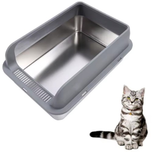 Stainless steel cat litter box - cat,