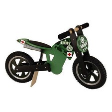 Kiddimoto Wooden Balance Training Bike - Scrambler - Army
