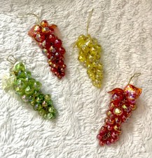 VTG  fruit Beaded chain Grape vines Christmas Tree decorations bundle lucite ?