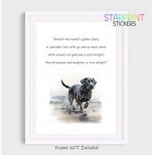 Labrador Retriever Black Dog Beach Poem Unframed A4 Picture/Print, Fun Wall Art