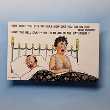 Comic Postcard C1975 Boobs Negligee Wife False Teeth Bathroom Bamforth & Co